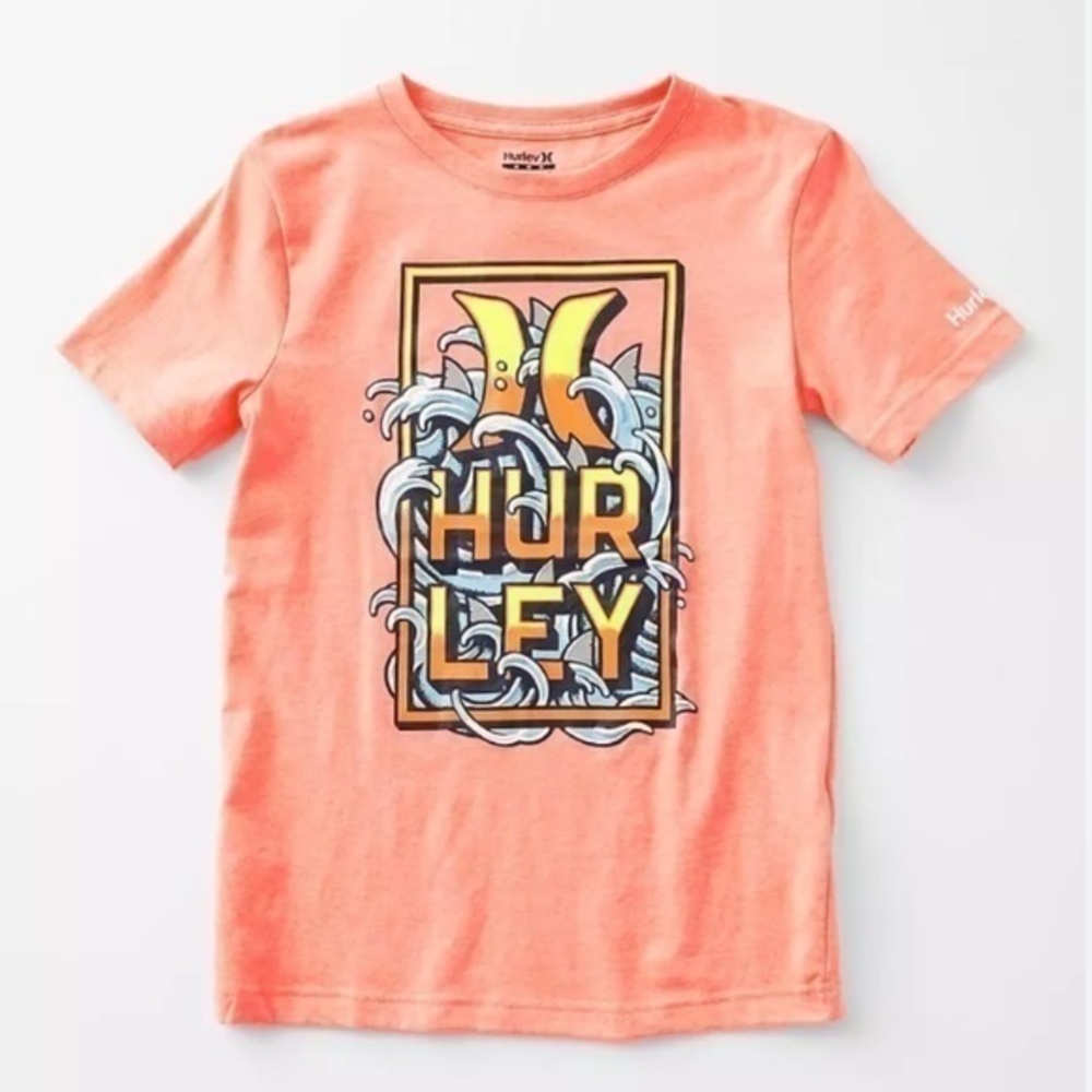 5/$25 Hurley Boy's Surfer Coral Color Graphic Tee Shirt sz Medium 10 12 10/12